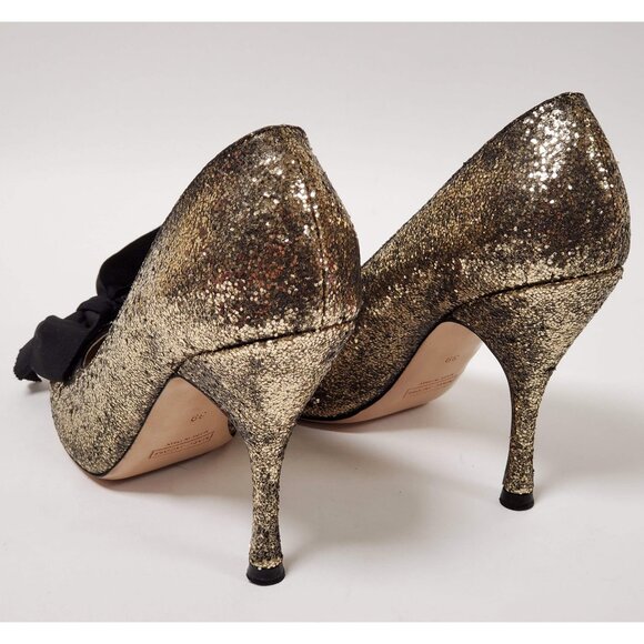 MARC JACOBS SHOES GLITTER GALACTICA GROSGRAIN BOW PUMPS sz IT 39 US 9 - Picture 11 of 14